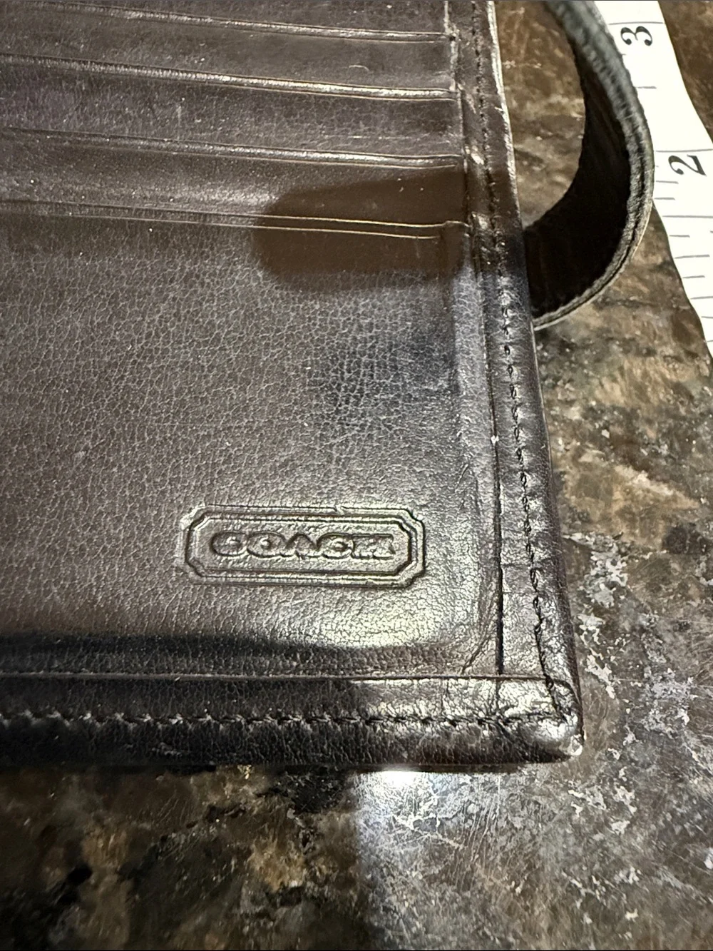 Coach Men's or Women’s Black Leather Card  Holder with Strap